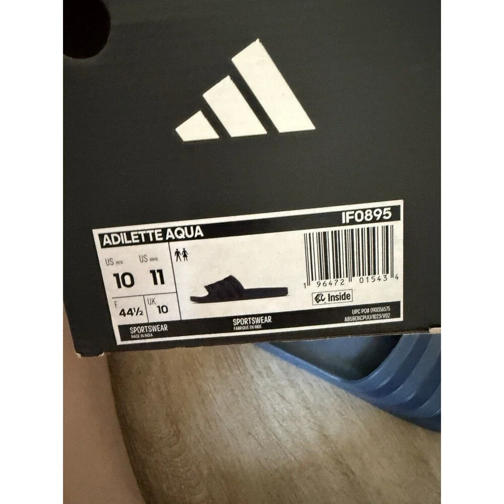 Adidas Adilette Slides Size Men’s 10 Women’s 11 Navy Blue NEW IN BOX